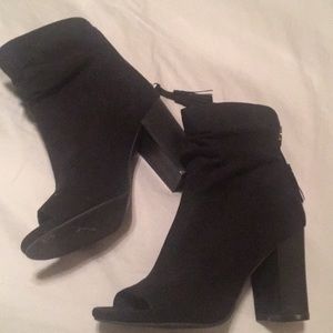 ANA Faux Suede Peeptoe Booties